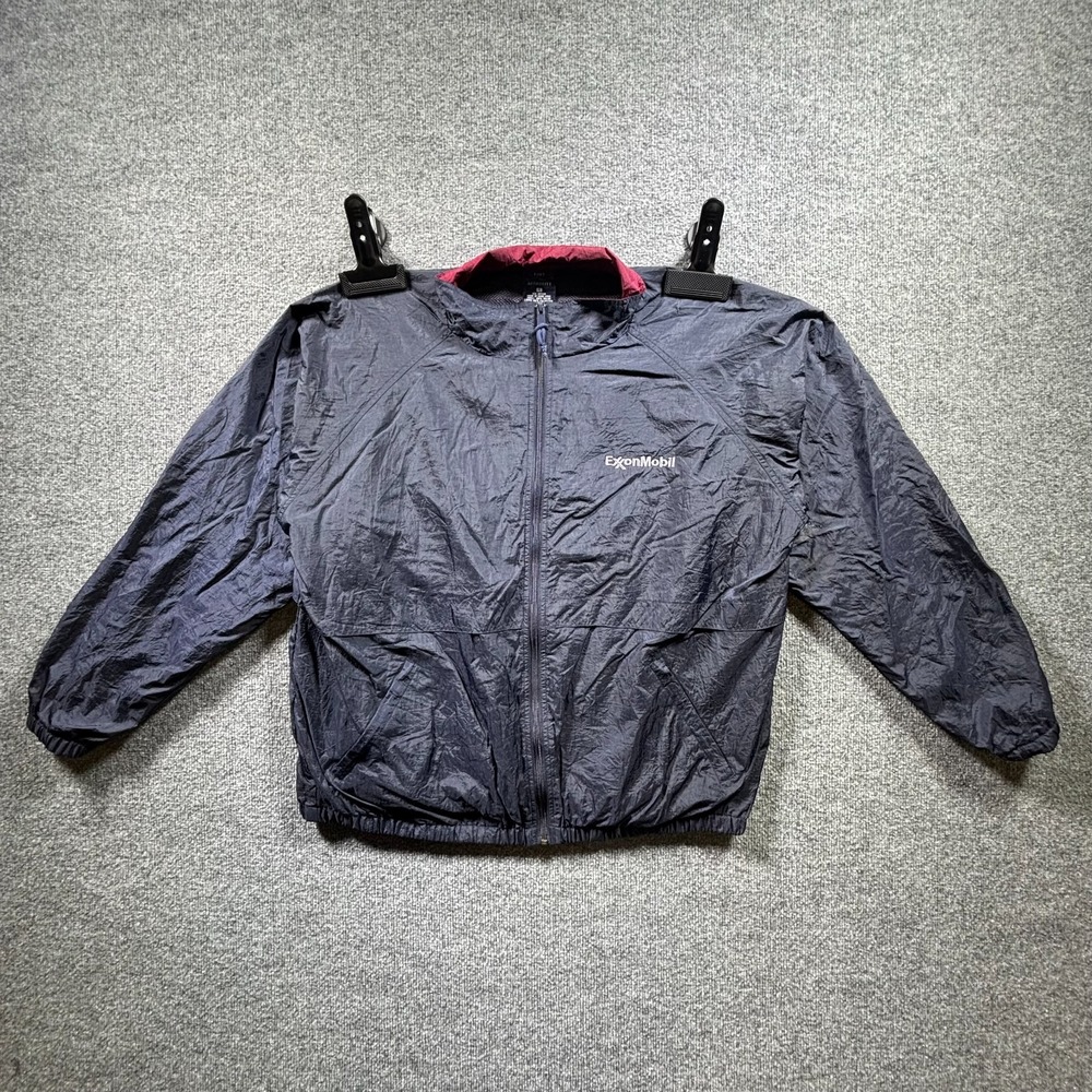 VTG Port Authority ExxonMobil Windbreaker Jacket Mens XL Blue Full Zip Gorpcore